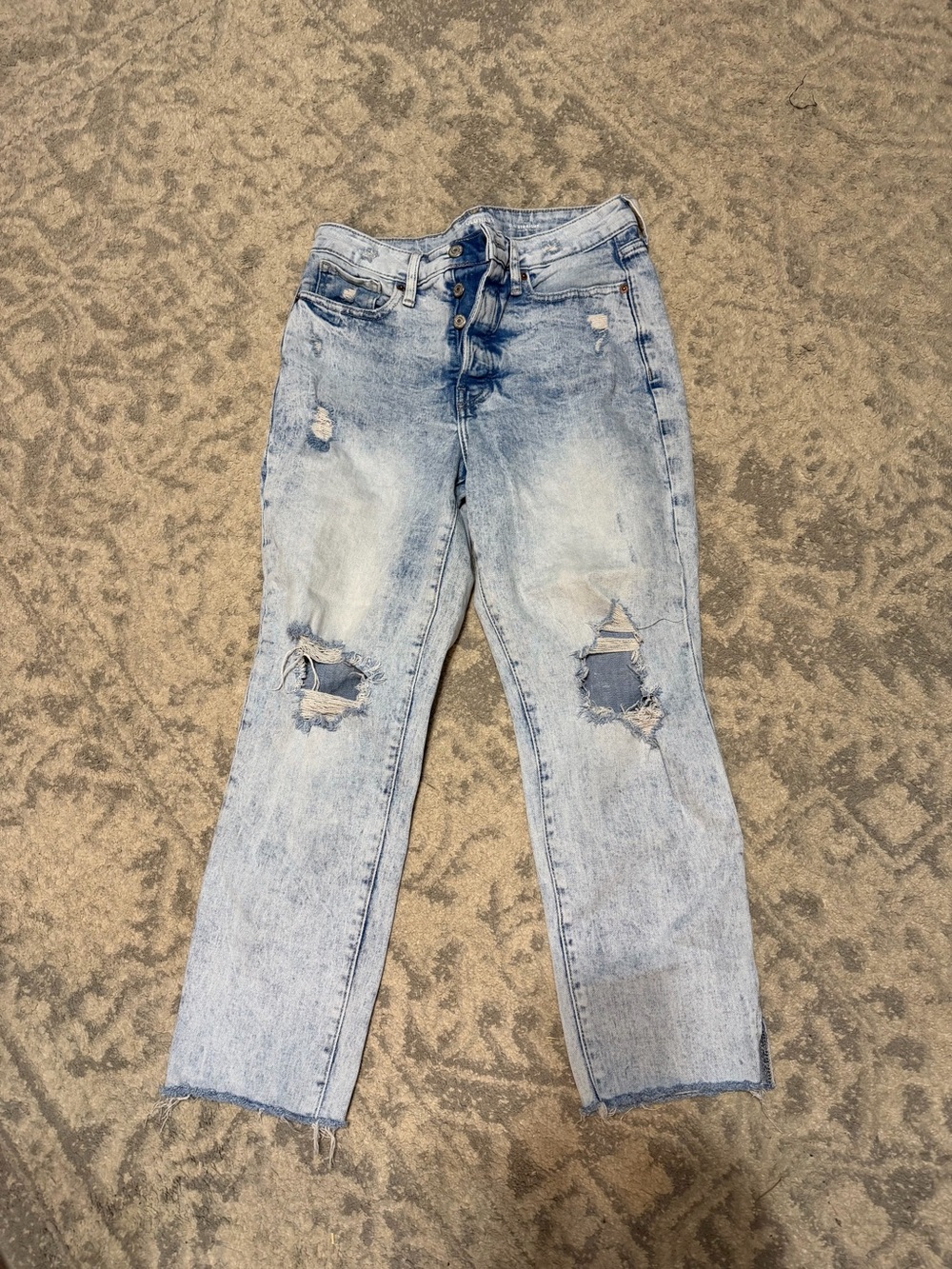 Old Navy Light Blue Distressed High Rise Straight Jeans